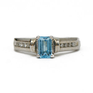 Blue Topaz & Diamond Ring